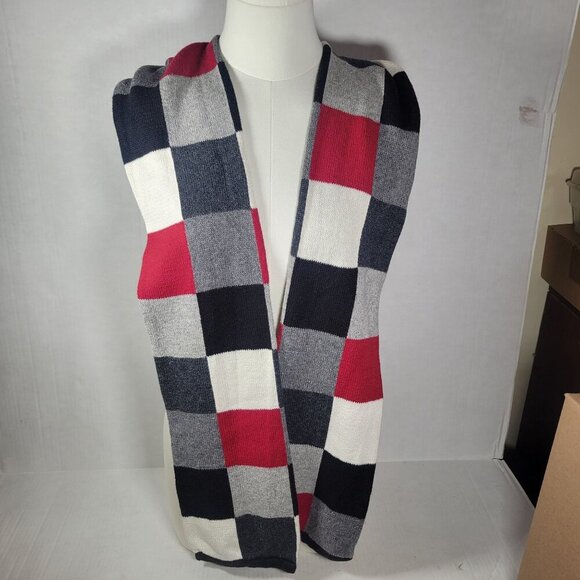 Christopher & Banks Men's Classic Work Checkered Cotton Blend Knit Scarf Wrap - Picture 1 of 3